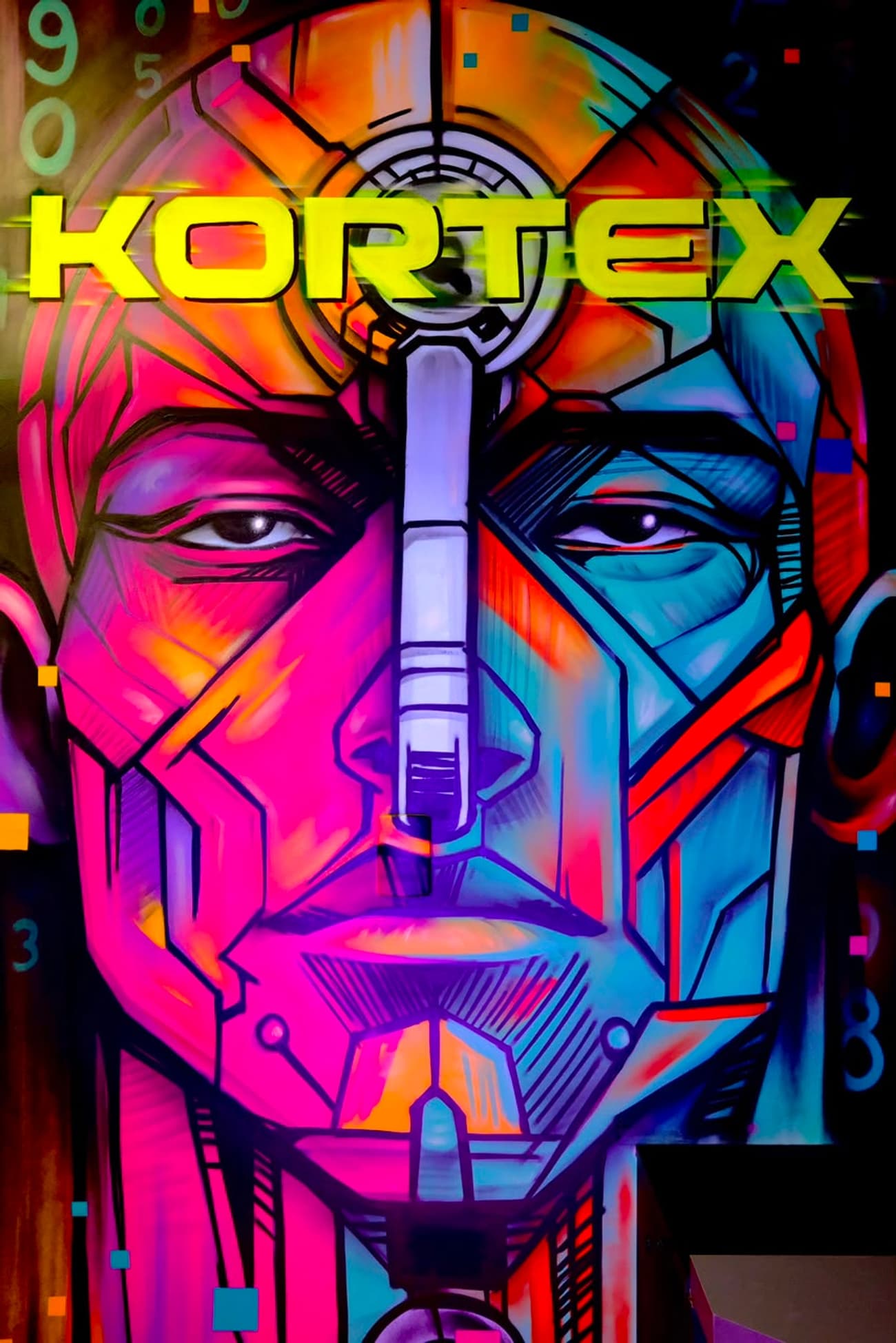Mural cyberpunk KORTEX pintado por Vetus